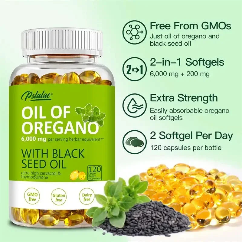 Oregano Oil Softgels - Balance Intestinal Flora, Promotes Digestion, Supports Gut, Digestive & Immune Health