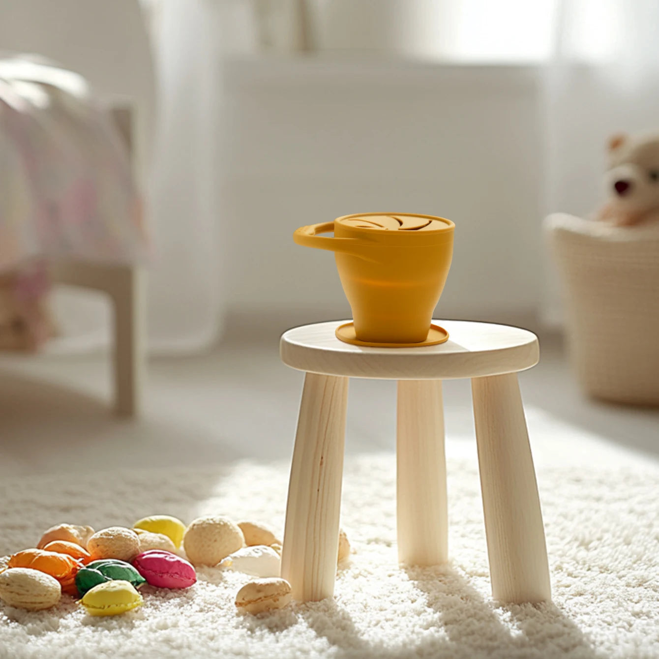 1PCS Baby Silicone Tableware Collapsible Snack Cup Baby Shower Gift Portable Baby Snack Box Feeding Trianing Baby Food Storage