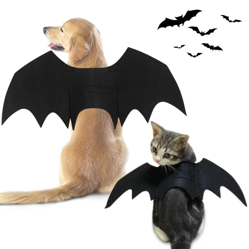 Dog Cat Bat Wings for Halloween Party Decoration, Pet Collar Leads Cosplay Bat Costume,Cute Puppy Cat Dress Up Accessories