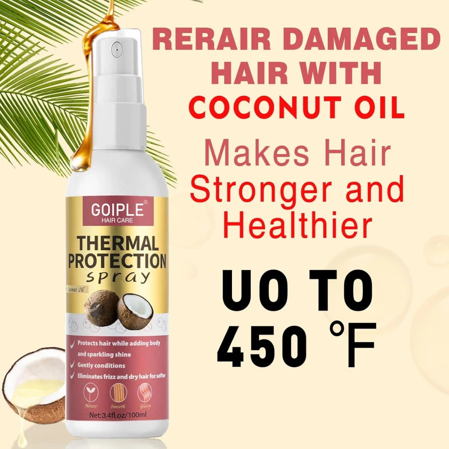 Heat Protection Spray Thermal Protector Serum Hair Growth Essential Oil Sleep Bonnet with Brush Moisturize Care Conditioner Set