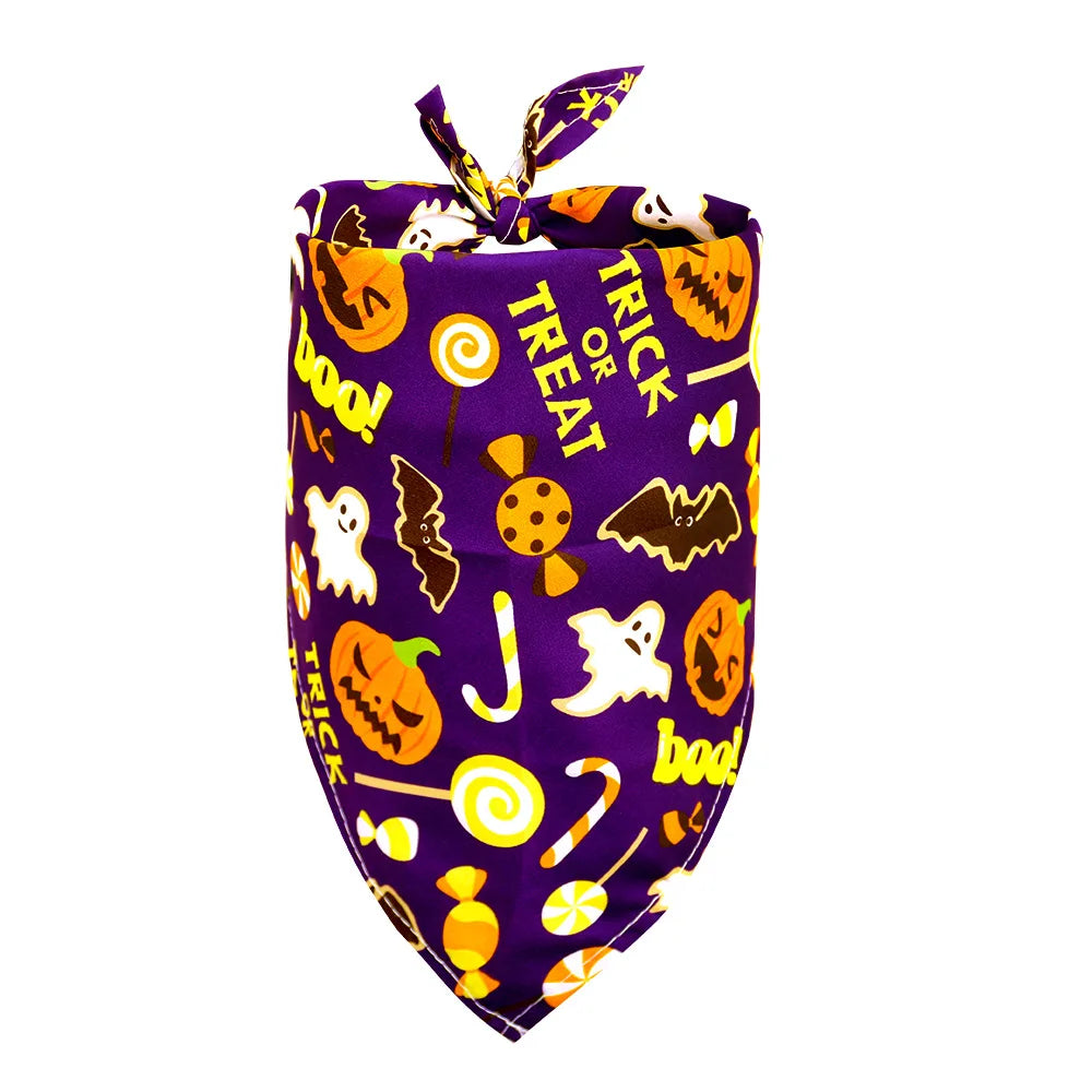 1 Pc Pet Dog Halloween Costume Scarf Dog Bandana Accessories Pumpkin Skull Bat Ghost Pattern Small Dog Cat Dog Bib Pet Supplies