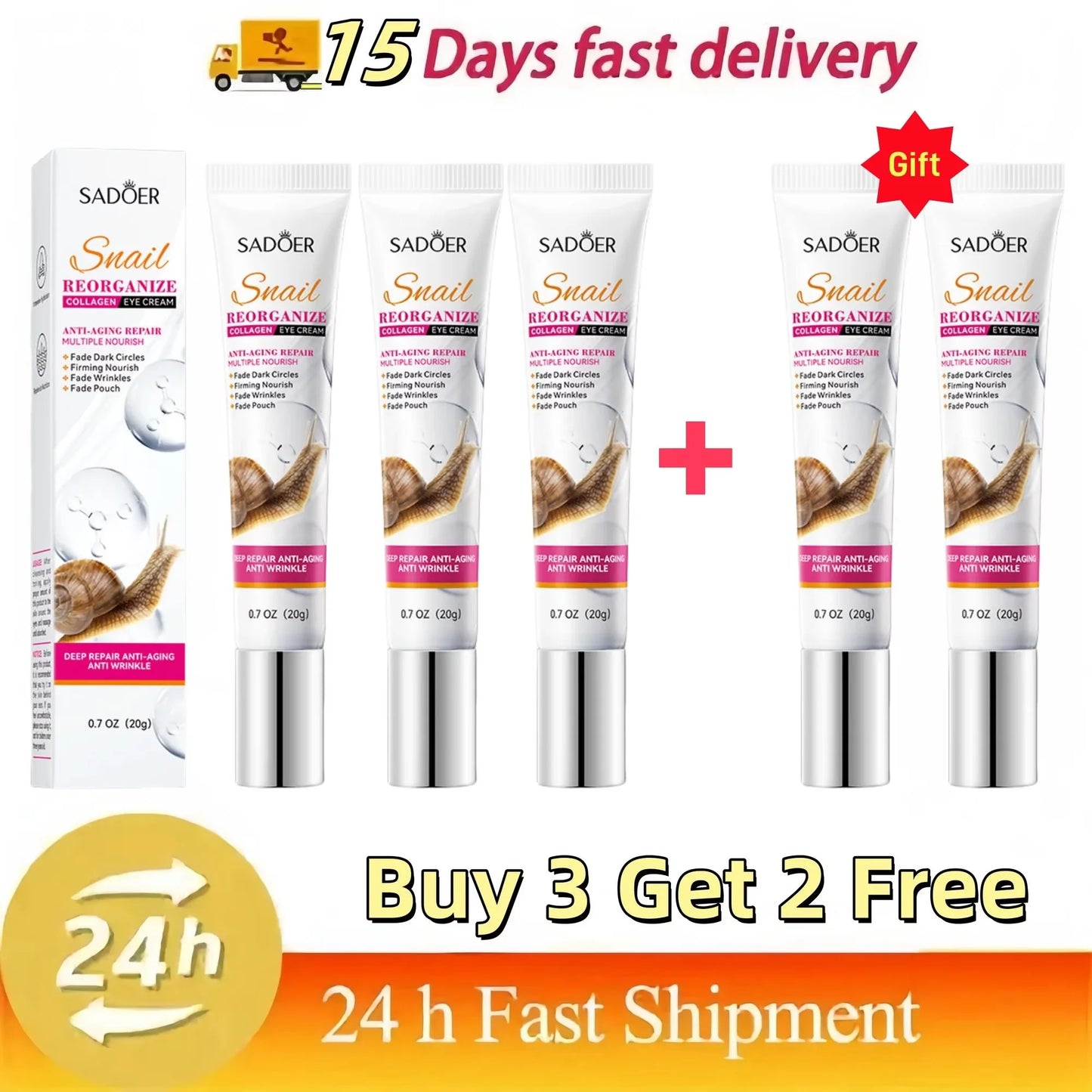 Remove Eyes Bags Eye CreamSnail Collagen Anti Dark Circles Anti-wrinkleMoisturizing Firming Beauty Eyes SkinCare Products