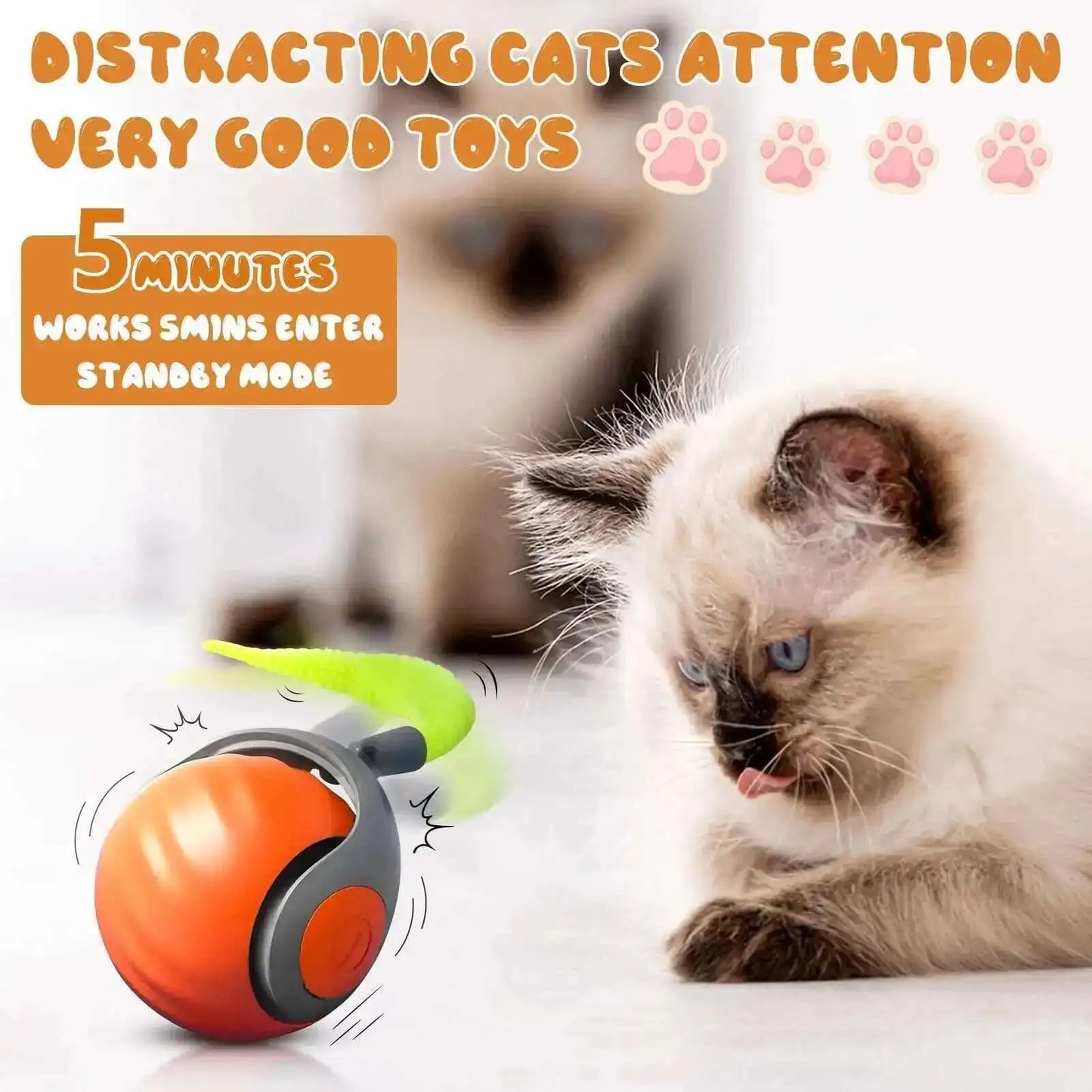 New Smart Interactive Speedy Tail 2.0 Cat Toy Automatic Moving Balls for Cats And Dogs Touch Motion Rolling Toy Ball for Pet