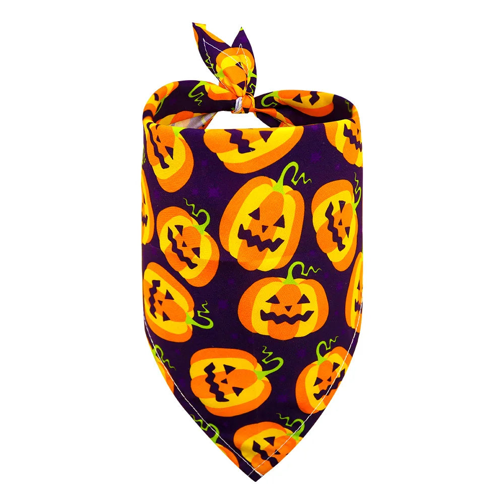 1 Pc Pet Dog Halloween Costume Scarf Dog Bandana Accessories Pumpkin Skull Bat Ghost Pattern Small Dog Cat Dog Bib Pet Supplies