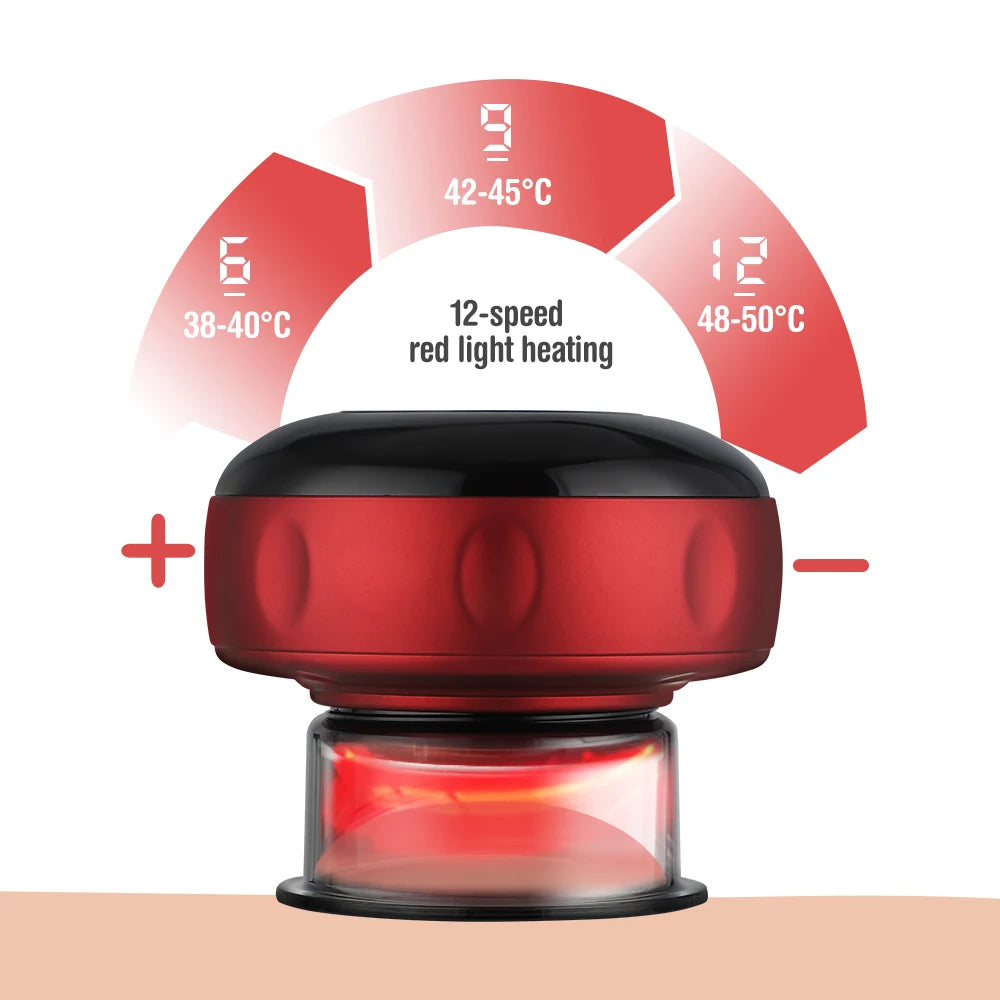 Body Scraping Massage Smart Electric Vacuum Cupping Heating Suction Cup Device Back Neck Arm Massger 6/12 Level Cupping