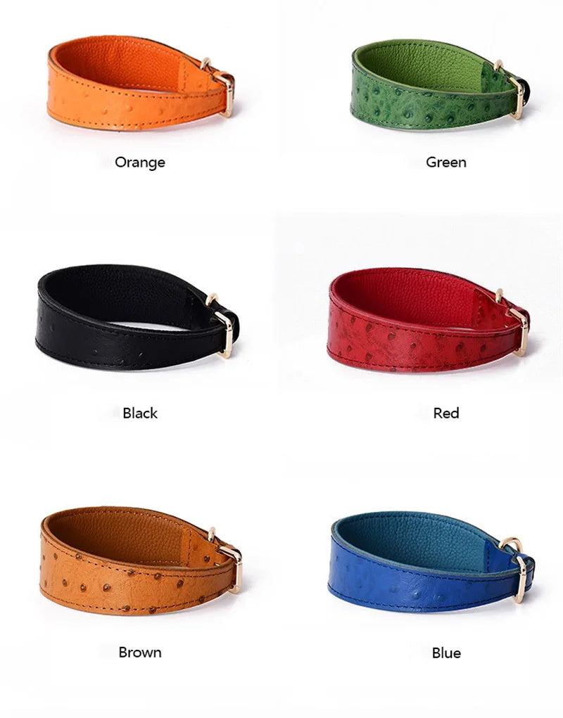 Leather Dog Collar Fashion Solid Color Ostrich Pattern Adjustable Pet Neck Ring Suitable For Small Large Dogs Kitten Puppy Items