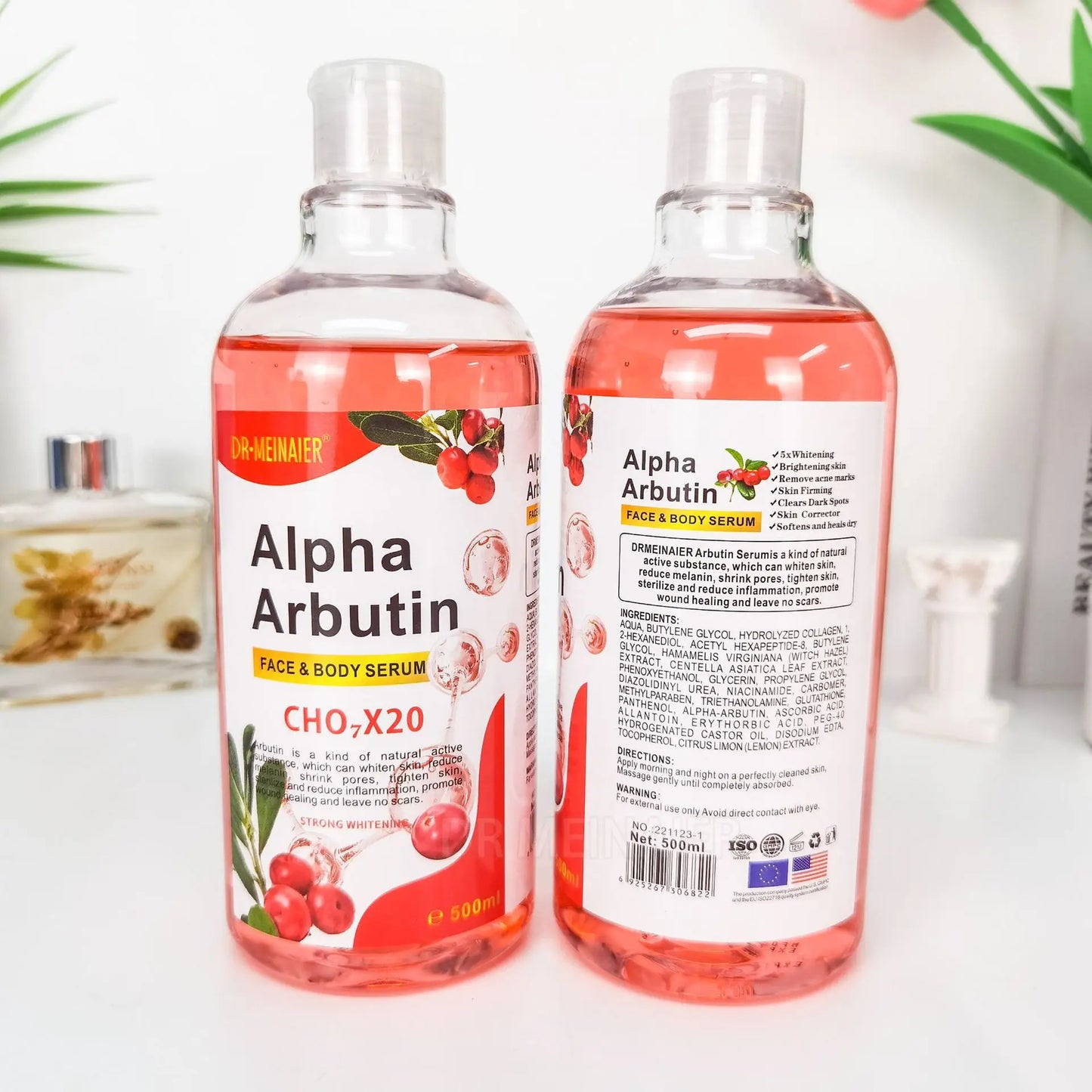 500ML Vitamin C AHA HYALURONIC& NICOTINAMIDE Face Serum Moisturizing Lightening Body Cream Honey&Almonds