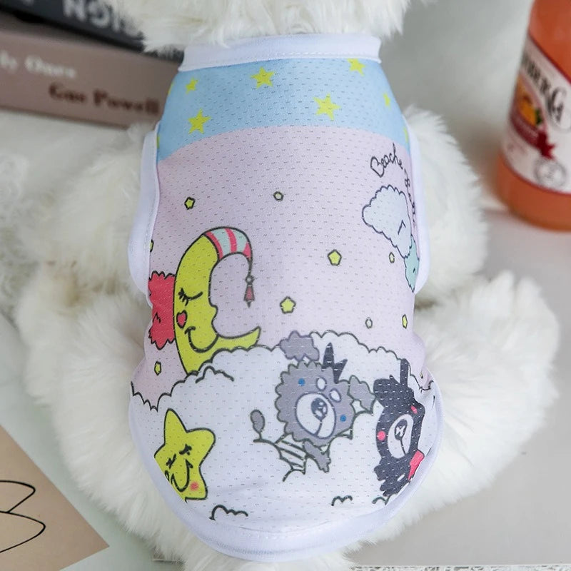 1 PC Lightweight Summer Vest for Pets Chihauhua XS-XXL Big Dogs Clothing Ice Felt Overall Cartoon No Fading Pet Cat Overalls