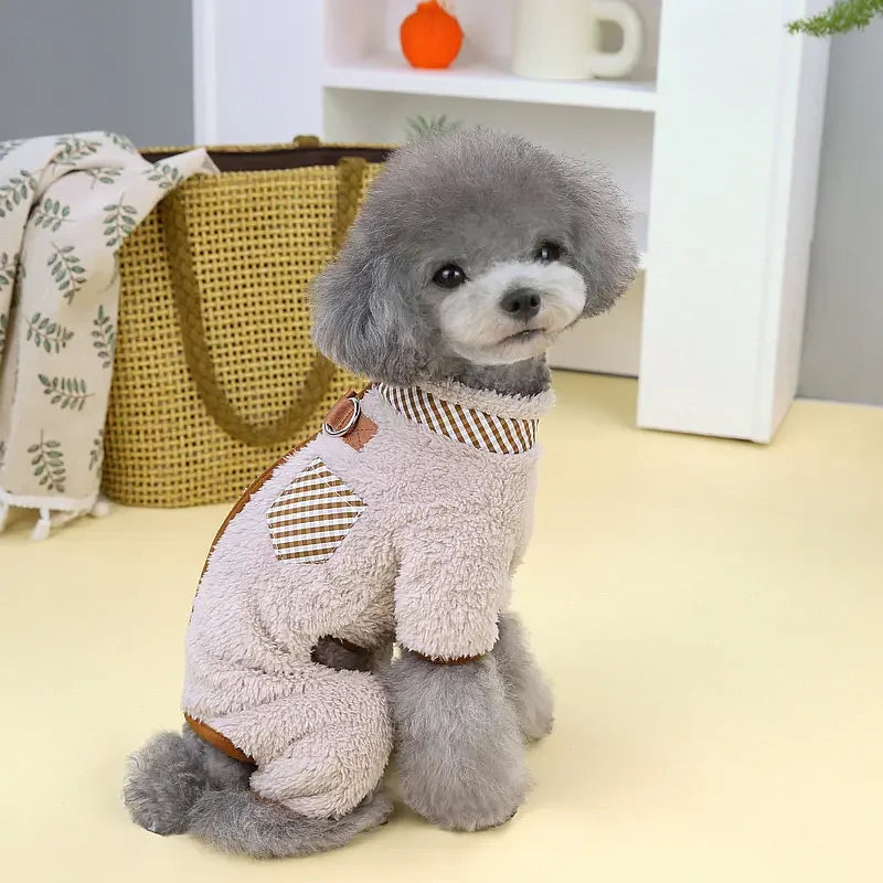 Towable Pet Jumpsuit with Buckle Winter Warm Puppy Dog Suit Clothes for Small Dogs Yorkshire Shih Tzu Overalls mascotas Clothing