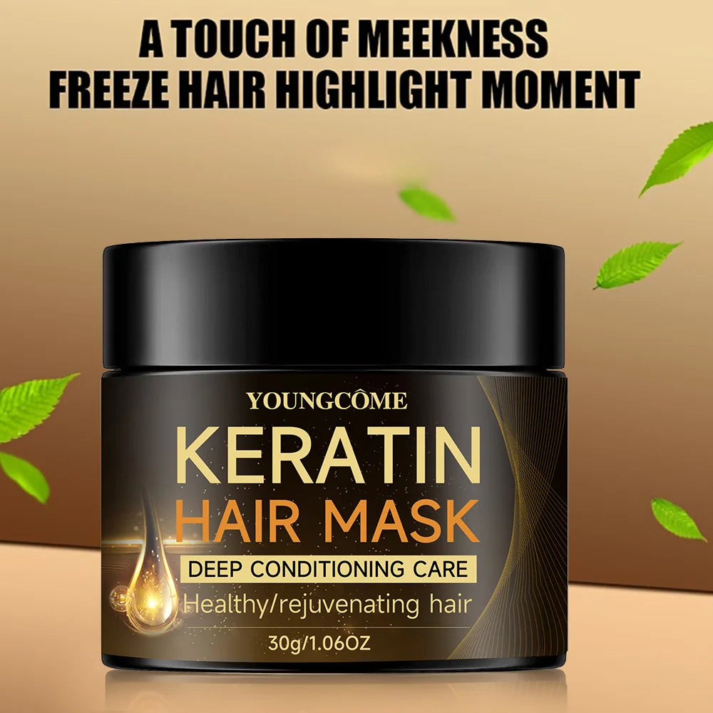 Keratin Hair Mask Repair Damaged Hair Restore Shine Hair Mask Moisturizer Conditioner Soft Smooth Frizz Damaged Hair Care