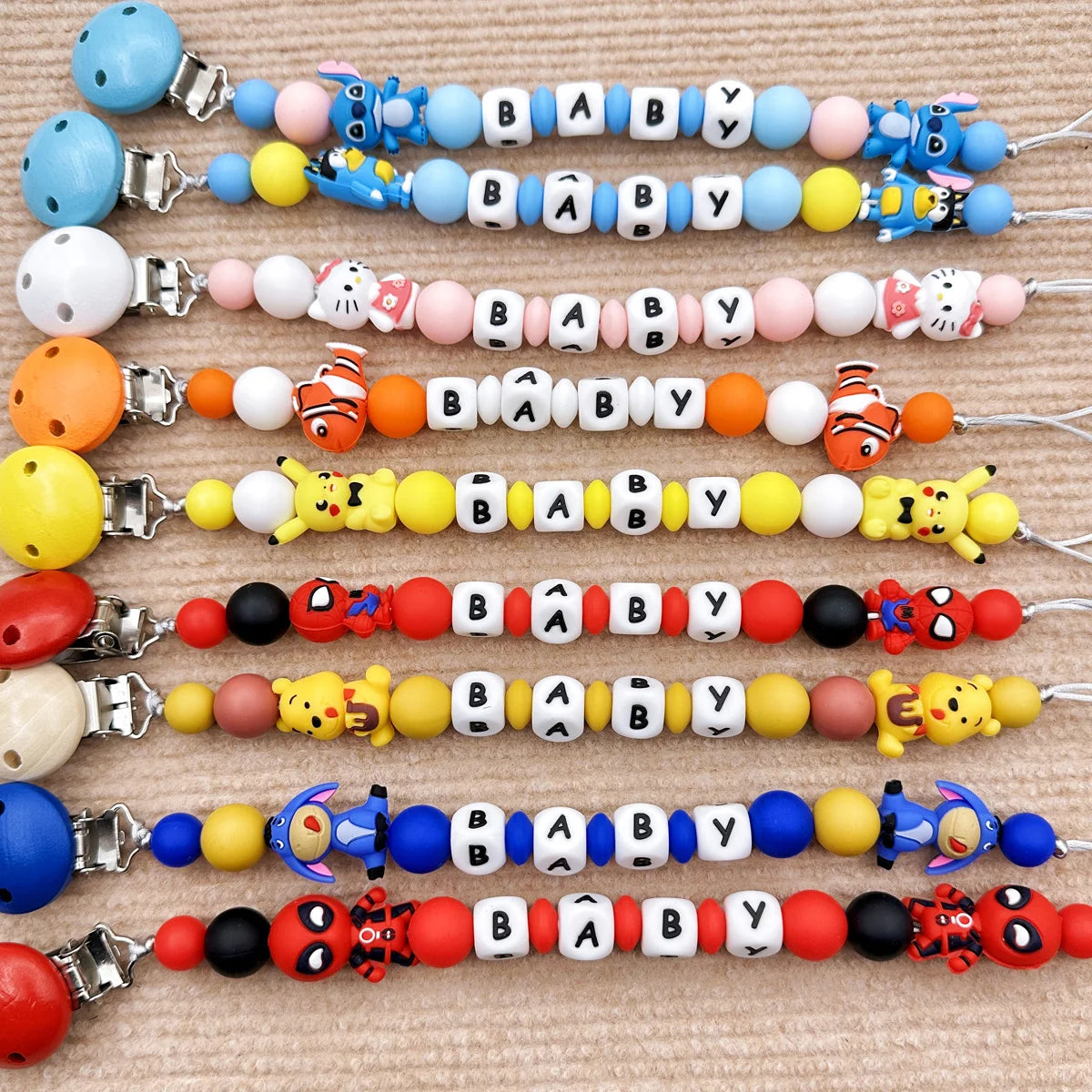 Personalize Silicone Letters Name Baby Popular Silicone Bead Pendant Pacifier Clips Chains Holder Teether Baby Kawaii Toy Gifts