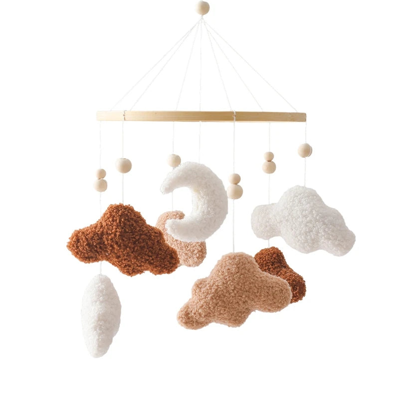 Baby Bed Bell Rattle Toy Lambhair Mobile Hanging Toy 0-12 Months Newborn Crib Mobile Cartoon Cloud Pendant Toy Carousel For Cots