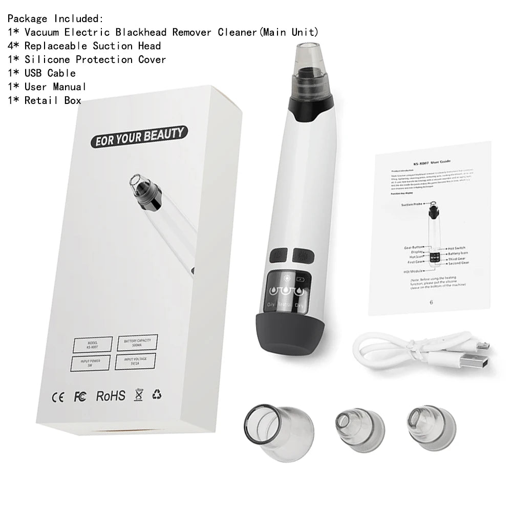 Blackhead Remover Nose T Zone Pore Vacuum Acne Pimple Removal Vacuum Suction Tool Facial Diamond Dermabrasion Machine Face Clean