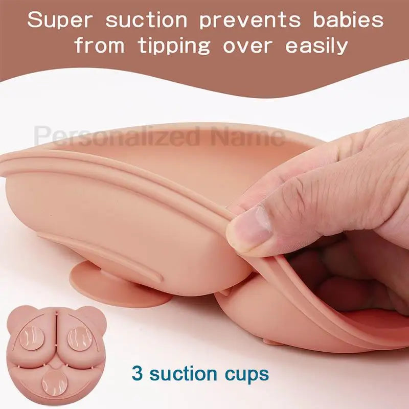 Personalized Name Tableware For Kids Silicone Suction Cup Plate Bowl Baby Feeding Set Children Dinner Dishes Bowl Spoon Cup