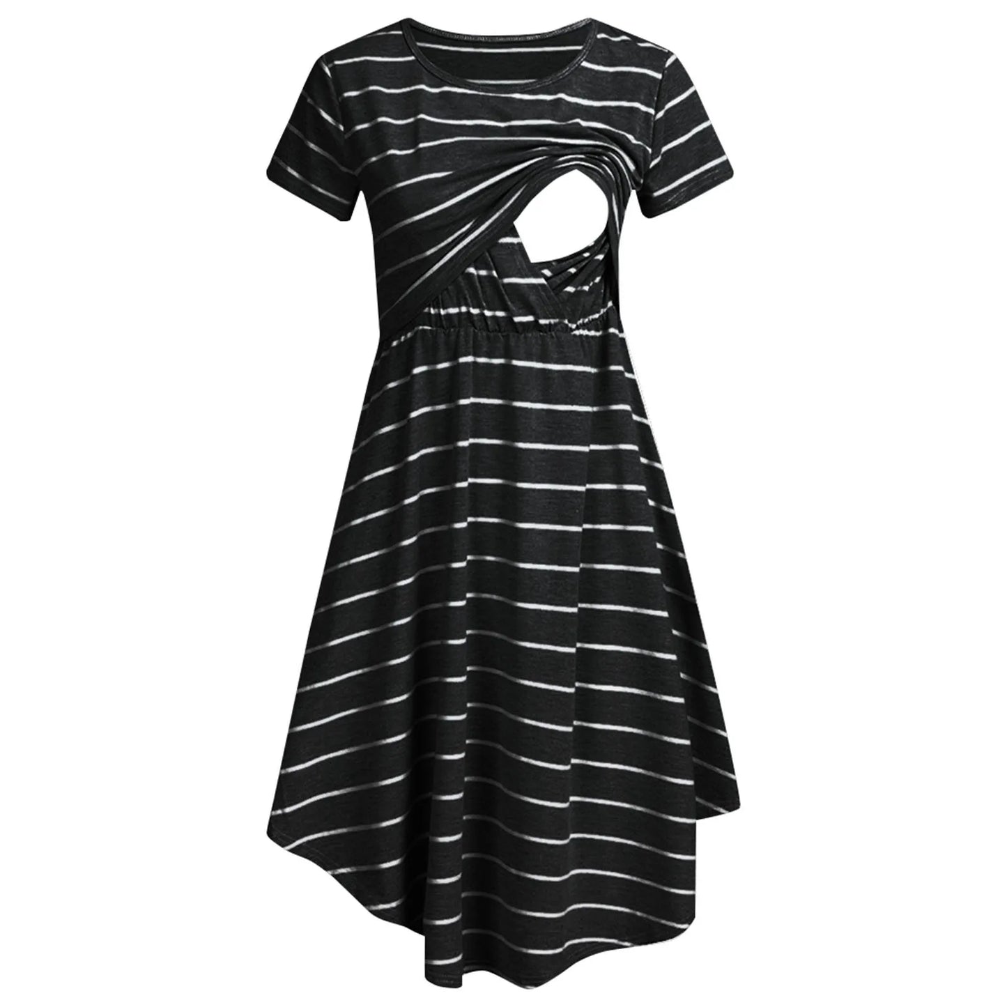 Summer Maternity Care Striped Dresses Women Maternity Casual Striped Short Sleeve Nursing Dress Clothes For Pregnant Women
