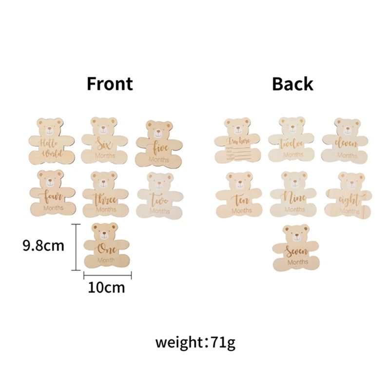 8pc/set Wooden Baby Milestone Card For Newborn Cute Cloud Shape Photography Props Accessories Month Cards Sticker Newborn Gifts