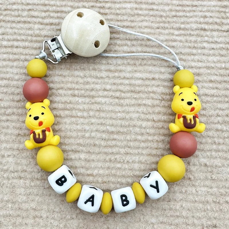 Personalize Silicone Letters Name Baby Popular Silicone Bead Pendant Pacifier Clips Chains Holder Teether Baby Kawaii Toy Gifts