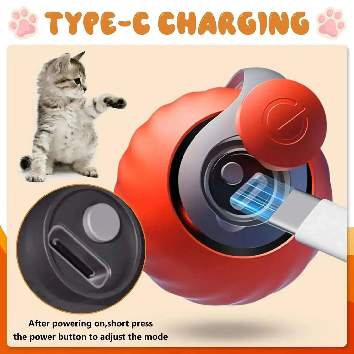 New Smart Interactive Speedy Tail 2.0 Cat Toy Automatic Moving Balls for Cats And Dogs Touch Motion Rolling Toy Ball for Pet