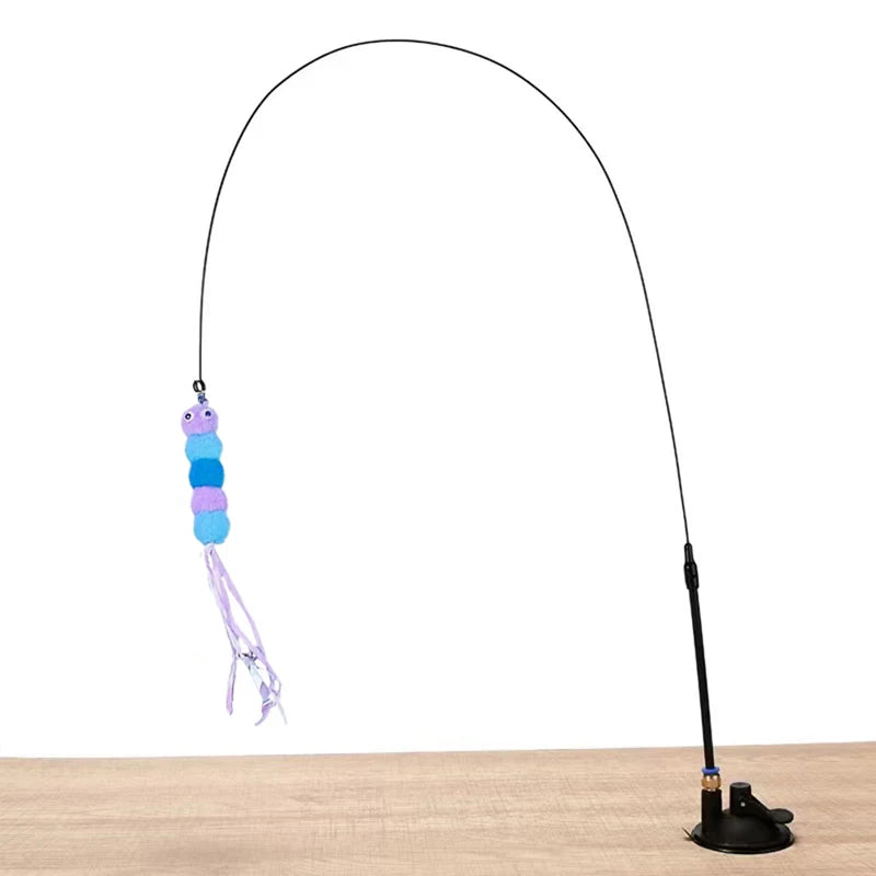 Powerful suction cup wire long rod plush cat stick cat toy self-exciting and relieving boredom and biting pet toy