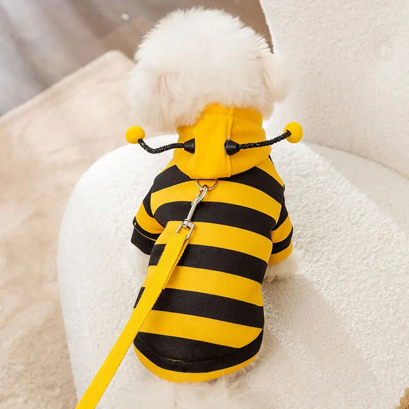 Pet Halloween Costume Honey Bee Role Play Hoodie with Buckle or not Dogs Cats Party Cosplay Funny Outfit Clothes with Hat or not