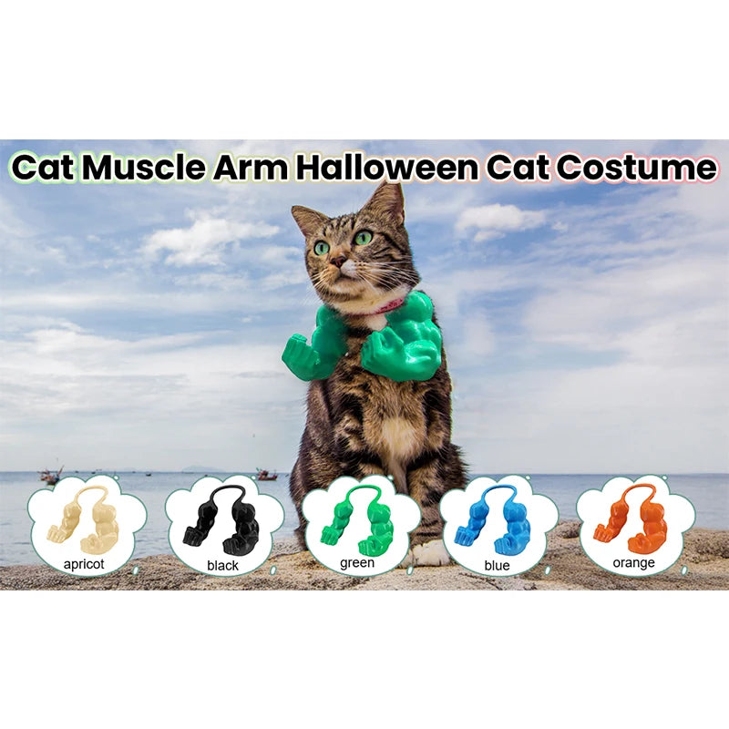 Cat Muscle Arms With Muscle 3D Printed Funny Cat's Neck Giant Arm Creative Arm For Pet Cosplay Halloween Costume Party Accessory