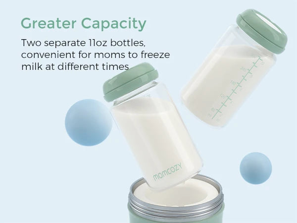 Momcozy 22oz Portable Breast Milk Cooler for Outdoor, 360°Total Cooling for 24Hours, Larger Capacity with 2pcs Baby Bottles
