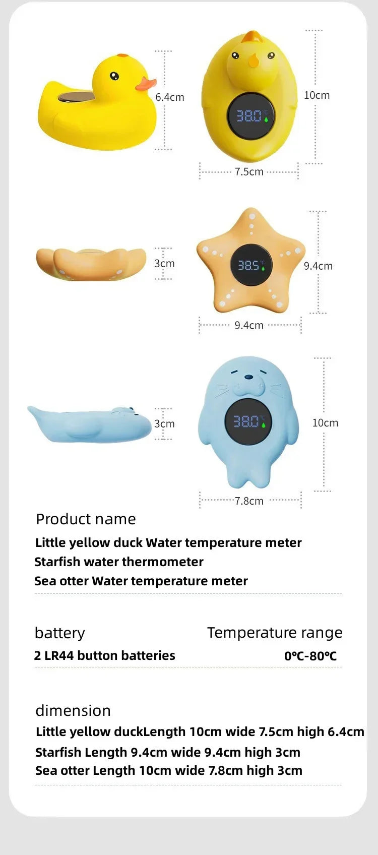 Baby Safe Bath Thermometer - Cute Floating Duck with LED Temp Display & Waterproof Alarm for Toddlers Bebe Banho