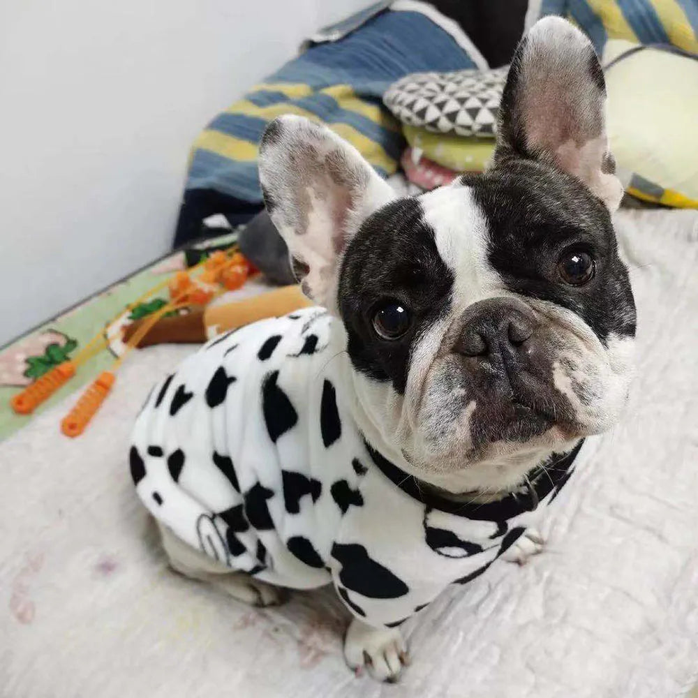 Warm Dog Clothes Cute Print Puppy Pet Clothing French Bulldog Hoodie Winter Dog Pajamas Sweater Coat for Small Medium Dogs Cats