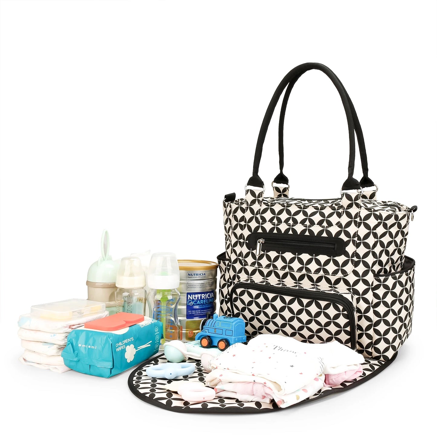 7pcs Nappy Changing Bag Set,Multifunction Mummy Tote Bag Baby Changing Bag Shoulder Handbag Travel Diaper Bag