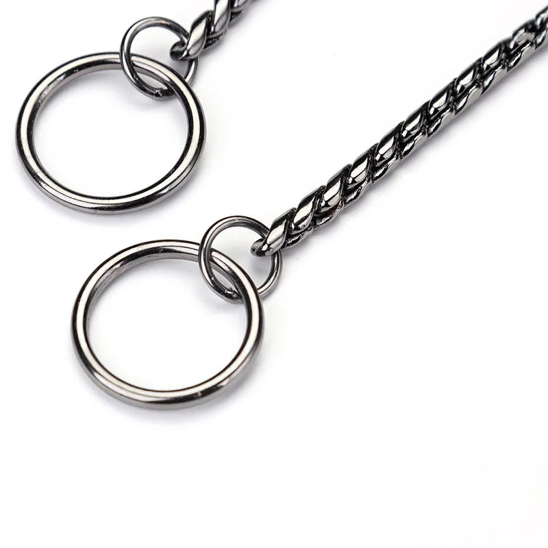 Copper Snake P Chain Dog Collar Small Puppy Large Dog Collar Necklace Choker Pet Training Supplies Slip Collar Gold Sliver Black