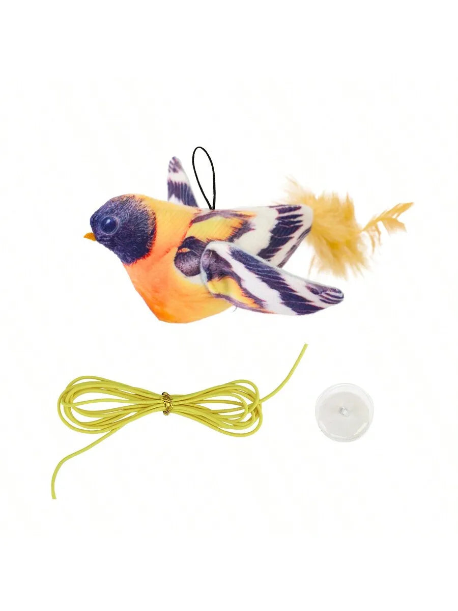 Random color Queaky Feathered Bird Cat Toy - Interactive Play and Chirp for Kittens, No Battery Needed, Ideal for Medium Breeds