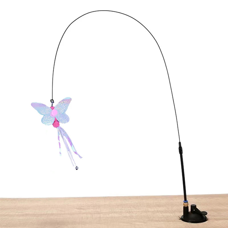 Powerful suction cup wire long rod plush cat stick cat toy self-exciting and relieving boredom and biting pet toy