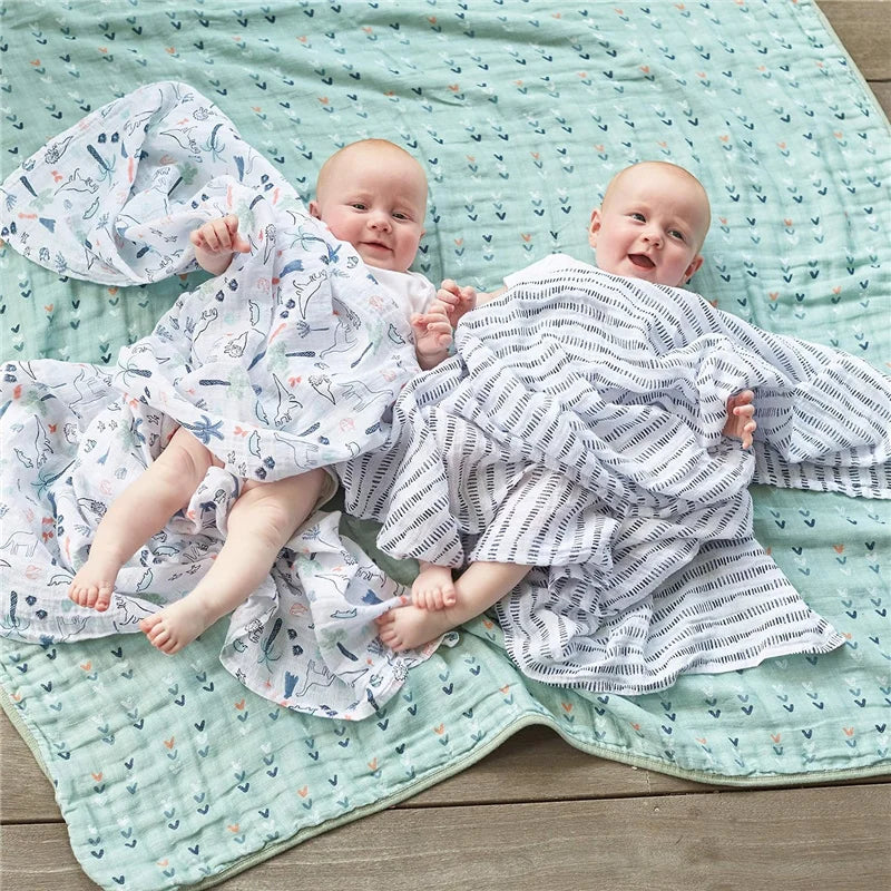 110cm Baby Swaddle Blanket Dual Layers Blankets For Boys Girls Organic Cotton Soft Newborn Swaddle Wrap Burping Clothes