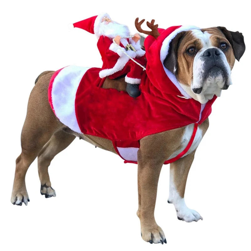 Pet Christmas Clothes Santa Claus Dog Costume Puppy Coat Jacket Suit with Cap Clothing Cosplay For Small Medium Large Dogs Cats