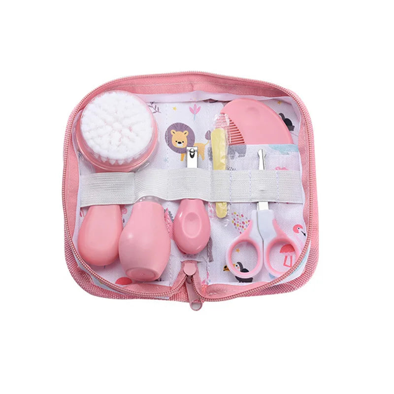 6Pcs/set Newborn Baby Care Kit Cleaning Supplies Head Comb Brush Scissors Nasal Aspirator Nail Clipper Sharpener Tool Package