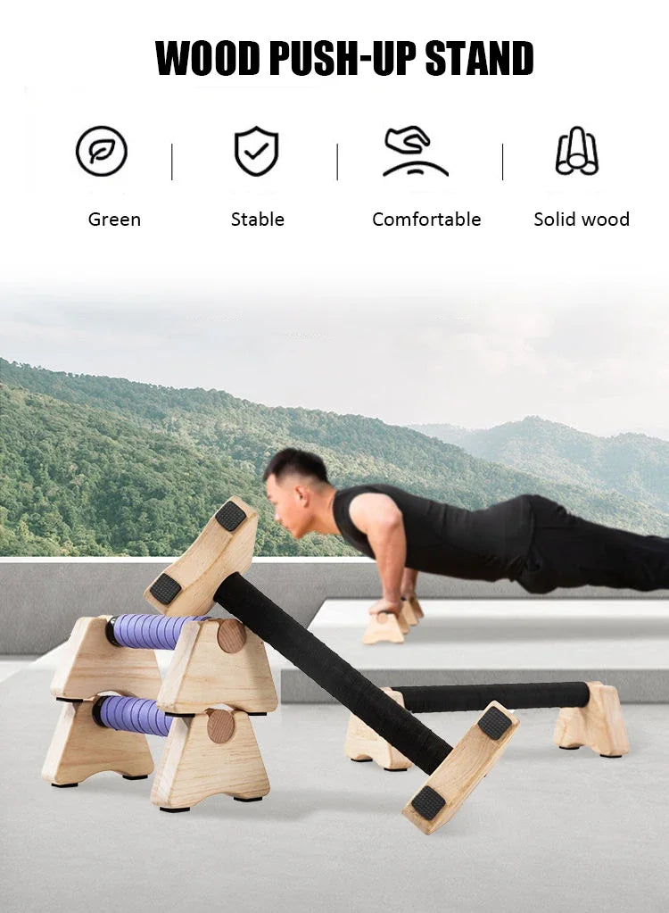 Wooden Push-up Stand Non-SlipPush Up Bar Handles Fitness Pushup Board Calisthenics Parallettes Bar Exercise Equipment for Home