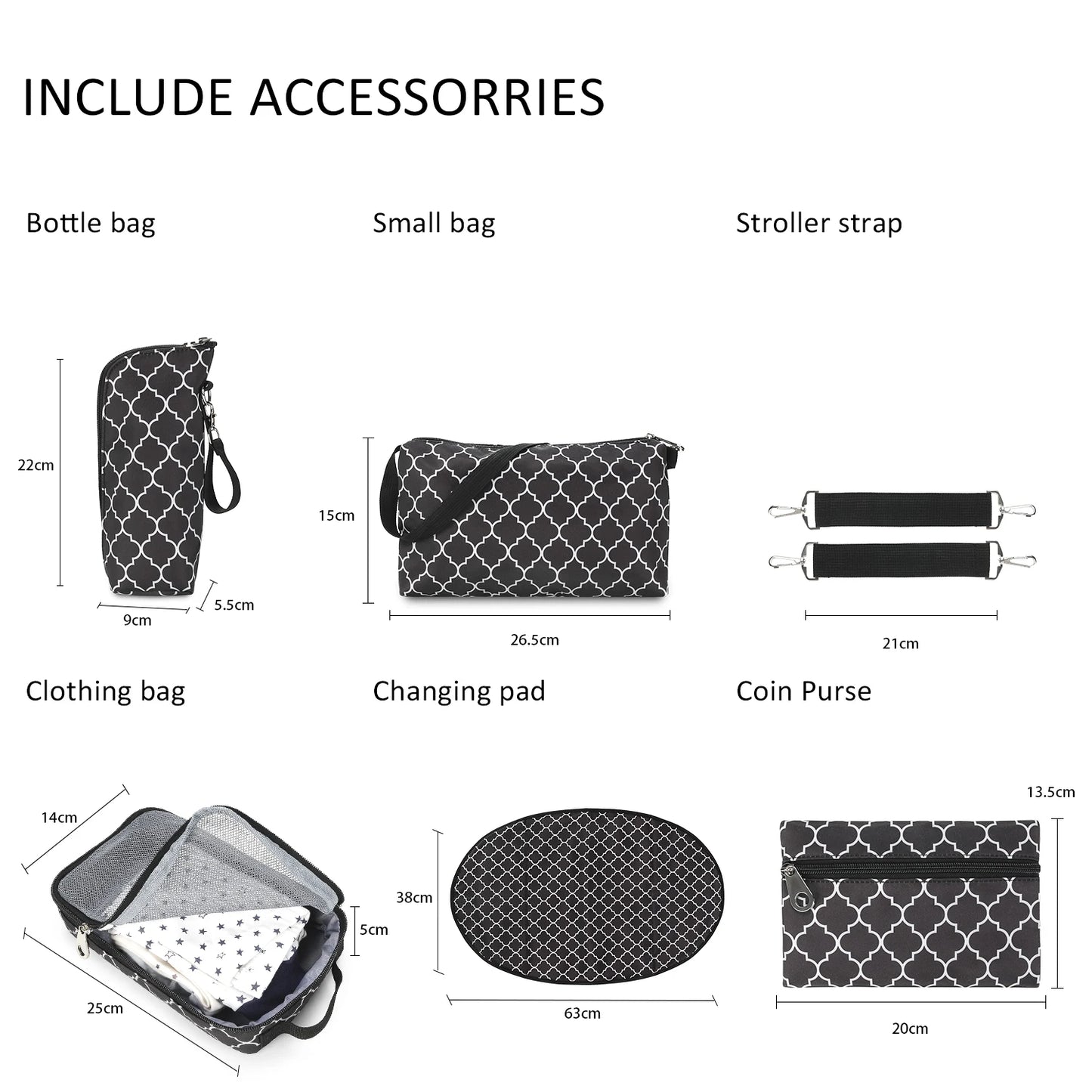7pcs Nappy Changing Bag Set,Multifunction Mummy Tote Bag Baby Changing Bag Shoulder Handbag Travel Diaper Bag