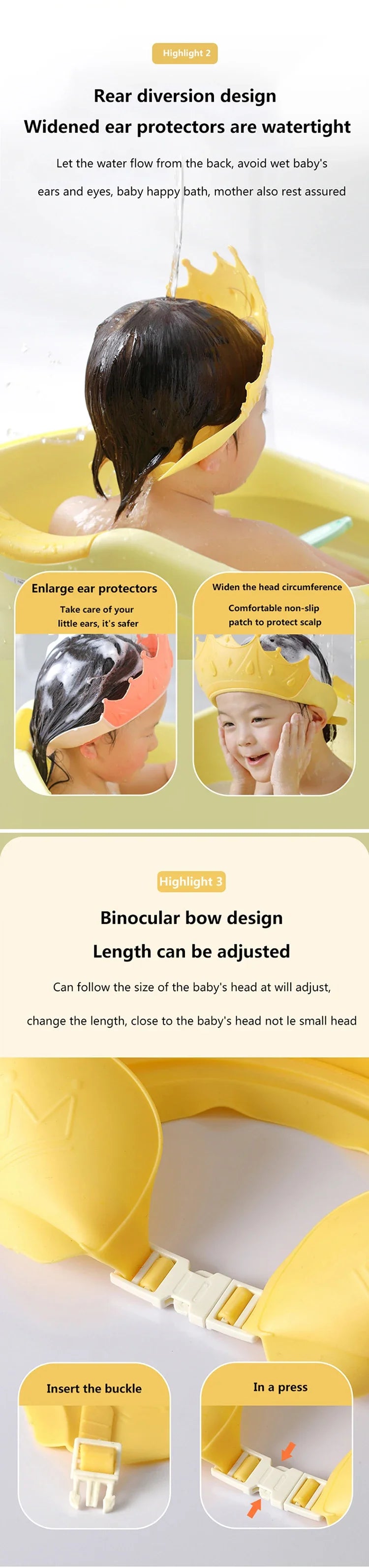 Baby Bath Caps Goods Infant Ear Protection Kids Shampoo Shield Bath Head Cover Baby Shower Cap Adjustable Hair Wash Hat