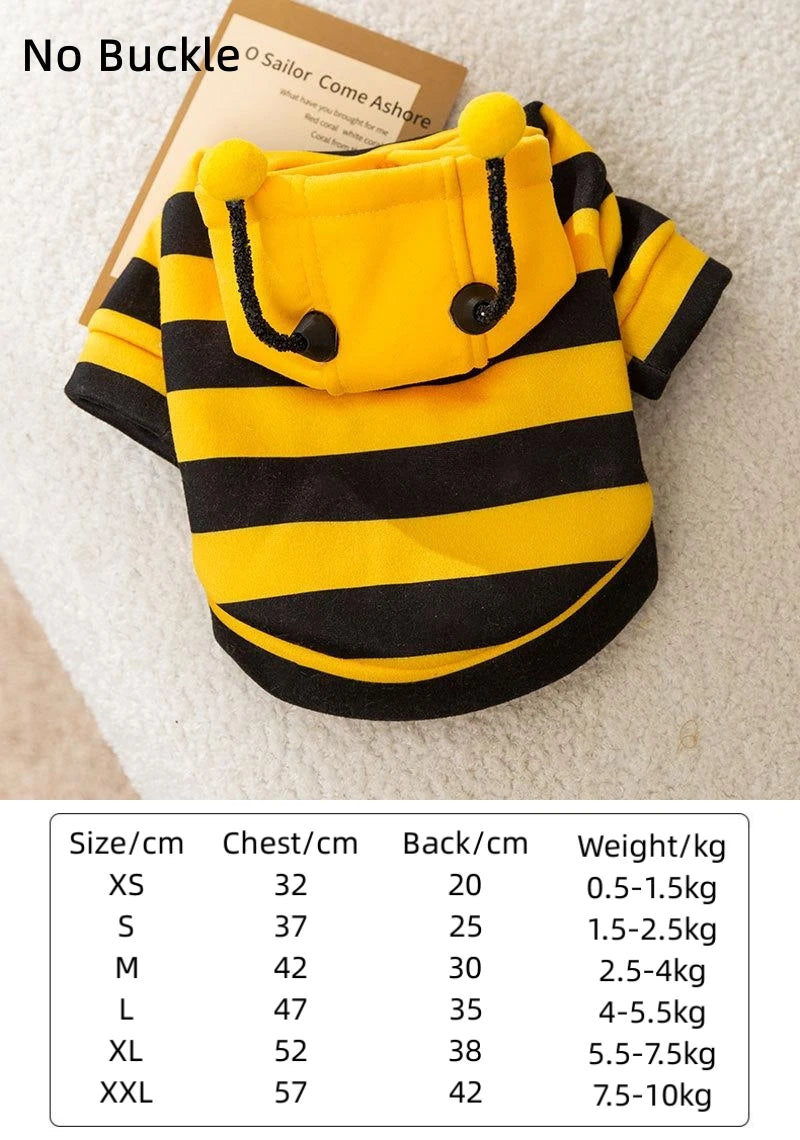 Pet Halloween Costume Honey Bee Role Play Hoodie with Buckle or not Dogs Cats Party Cosplay Funny Outfit Clothes with Hat or not