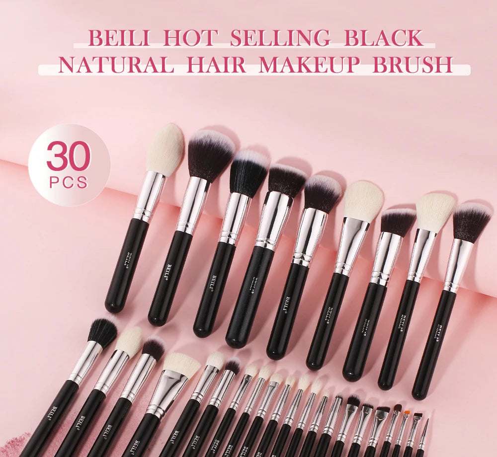 BEILI Black Makeup brushes set Professional Natural goat hair brushes Foundation Powder Contour Eyeshadow make up brushes
