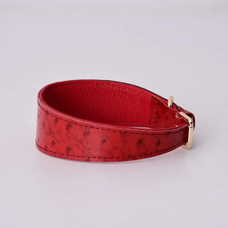 Leather Dog Collar Fashion Solid Color Ostrich Pattern Adjustable Pet Neck Ring Suitable For Small Large Dogs Kitten Puppy Items