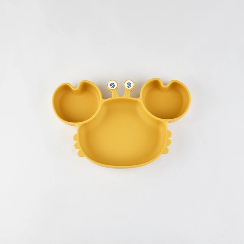 Food Grade Silicone Meal Plate Cartoon Toddler Plates Independent Feeding Training Anti-Drop Complementary Food Bowl Baby Stuff