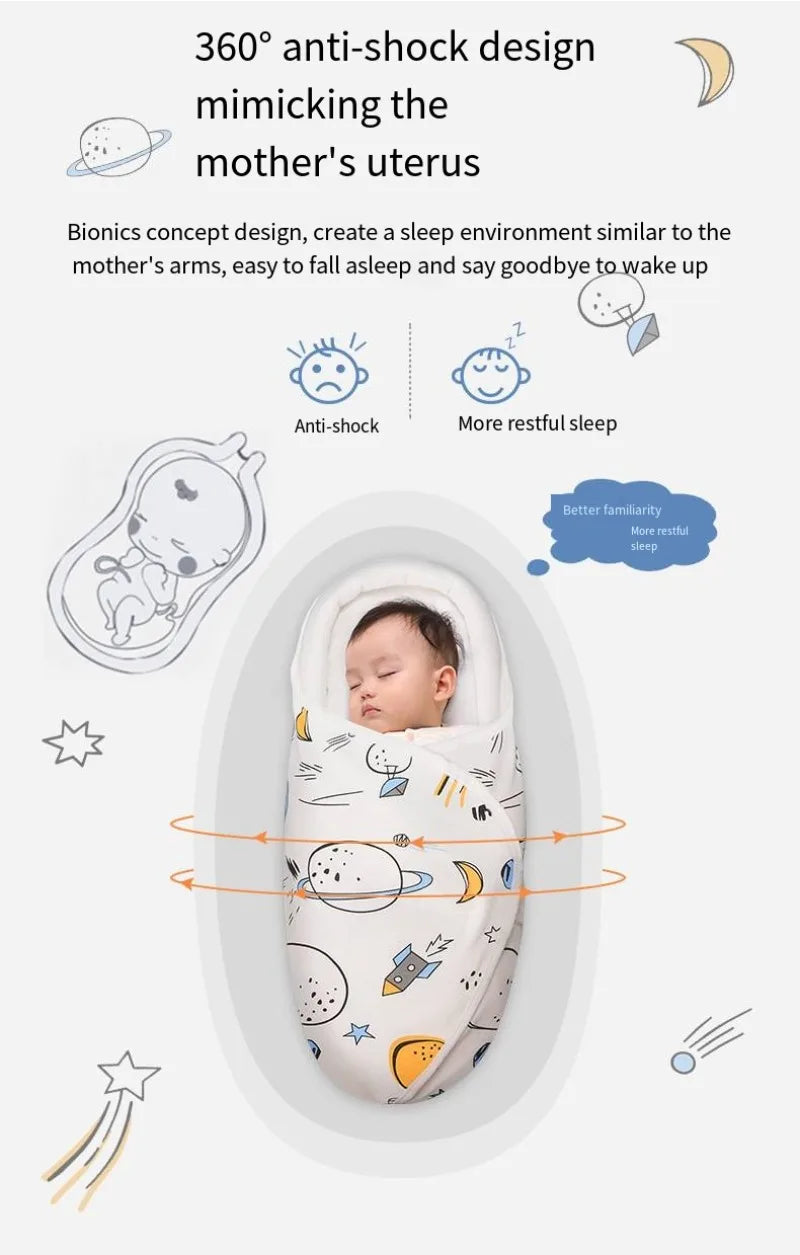 Newborn Baby Swaddle Wrap Adjustable Newborn Hat Set Anti-kick Swaddle Warm Soft BlanketSuitable for Babies Aged 0-3 Months