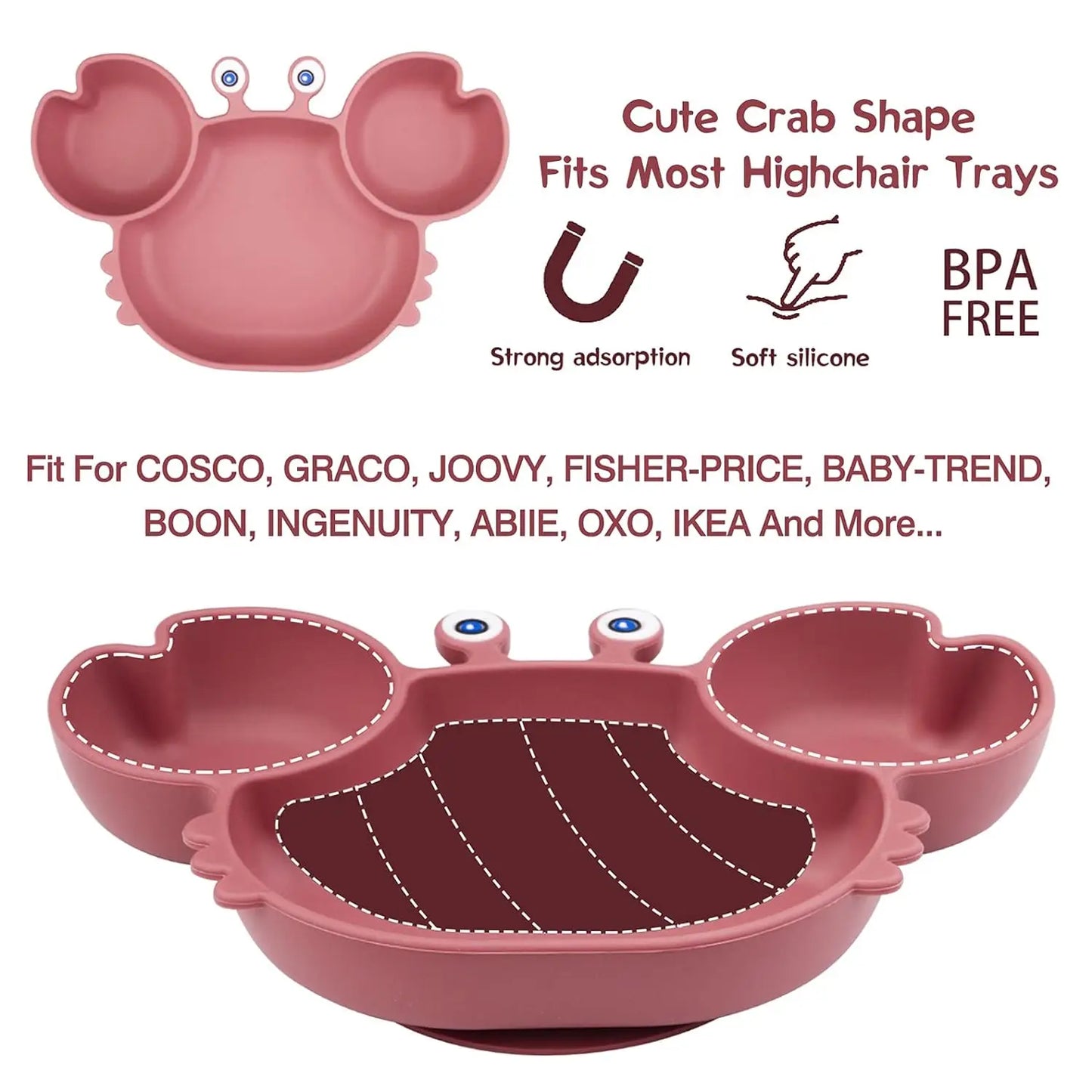 Food Grade Silicone Meal Plate Cartoon Toddler Plates Independent Feeding Training Anti-Drop Complementary Food Bowl Baby Stuff