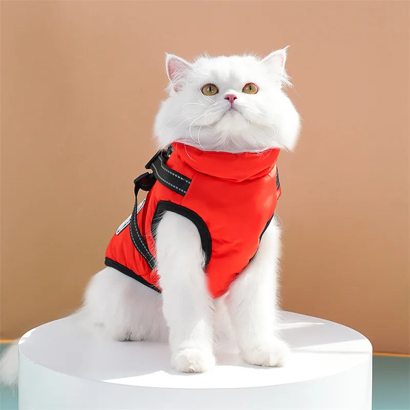 Pet Dog Coat with Harness Winter Cat Waterproof Coat Zipper Dog Jacket with Reflective Harness for Smal Medium Large Dogs