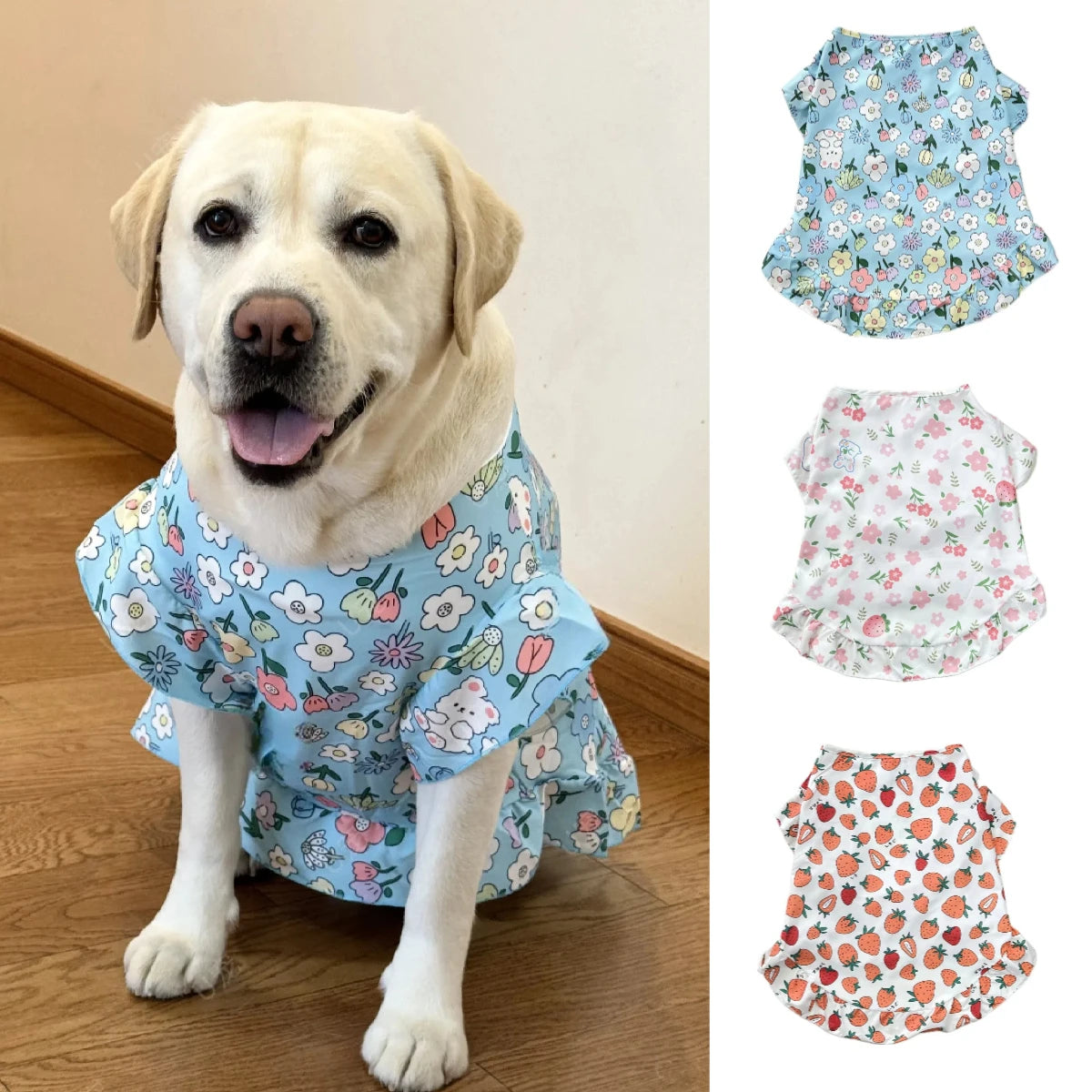 Summer Large Dog Cooling Clothes Cute Pet Dog Princess Dresses Medium Big Dogs Summer Vest Labrador Golden Retrievers Clothes