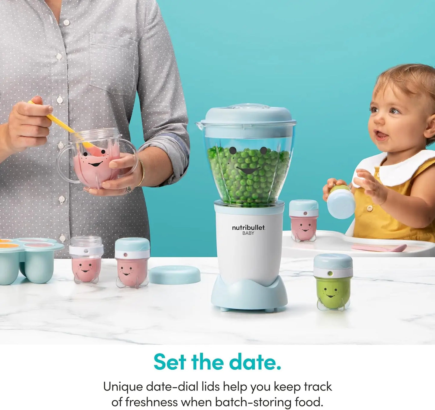 NBY-50100 Baby Complete Food-Making System, 32-Oz, White, Blue, Clear