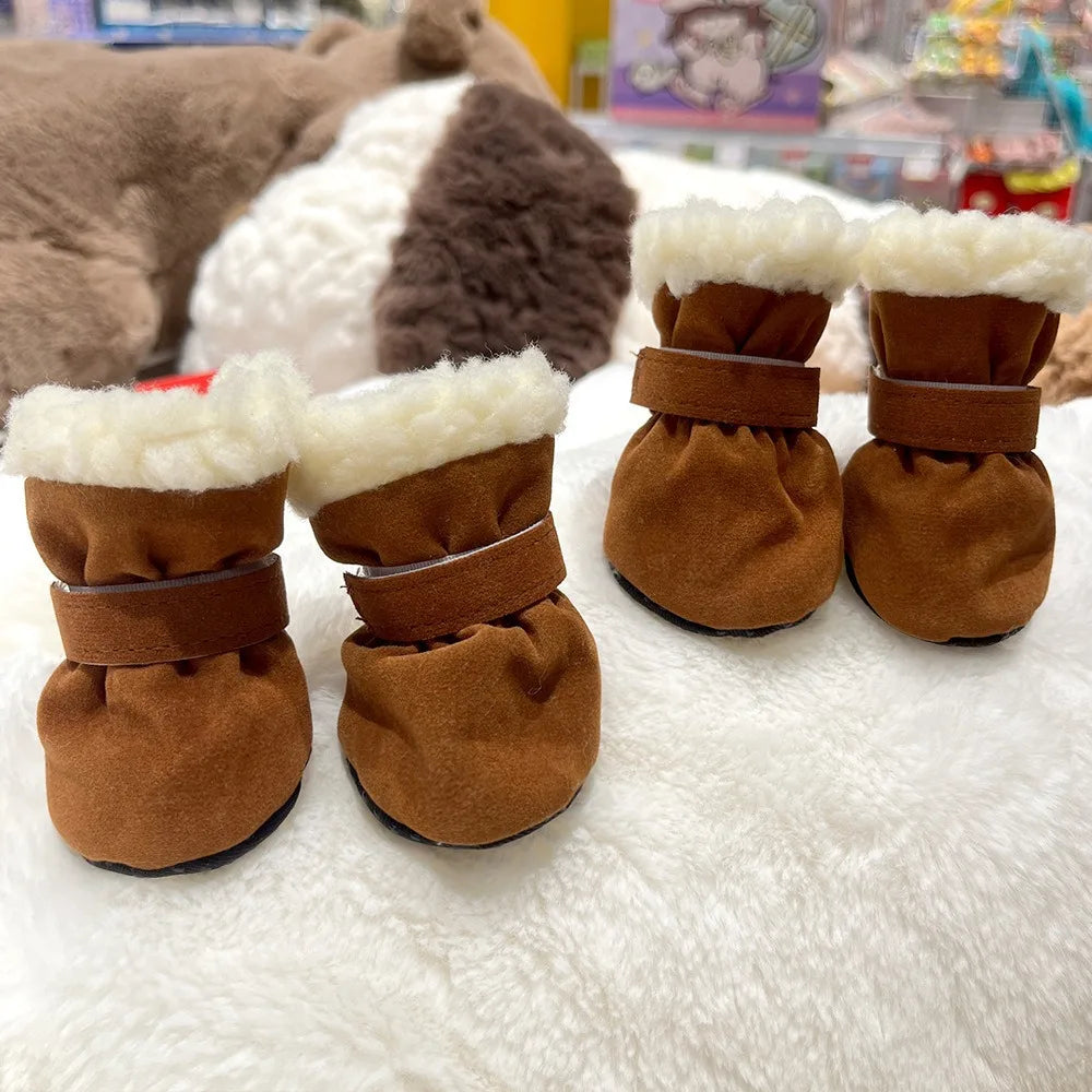 4pcs/set Durable Waterproof Winter Pet Dog Shoes Anti-slip Thick Pet Footwear Puppy Dogs Socks Booties