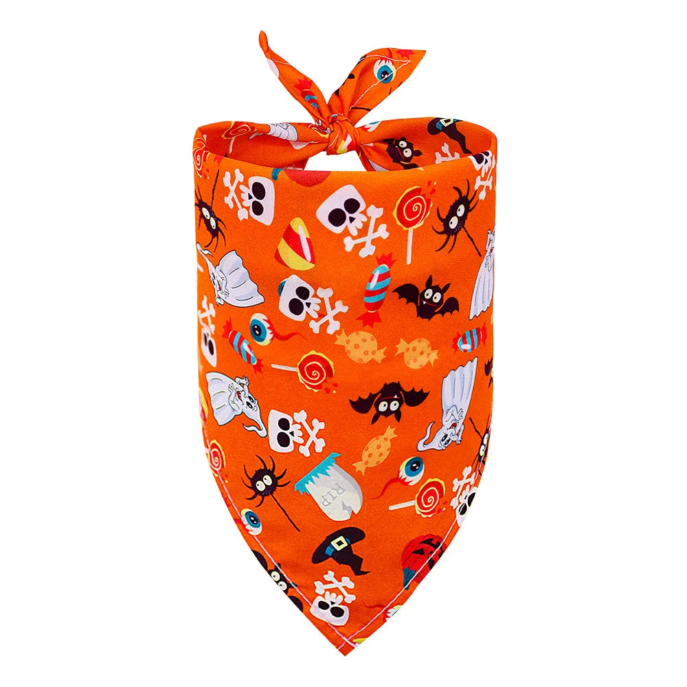 1 Pc Pet Dog Halloween Costume Scarf Dog Bandana Accessories Pumpkin Skull Bat Ghost Pattern Small Dog Cat Dog Bib Pet Supplies