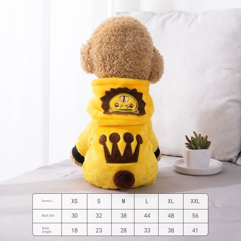 Cat Clothes Tiger Outfit Thermal Cotton-Padded Clothes Kitten Blue Cat British Shorthair Muppet Autumn and Winter Pet Dog Four-Legged Clothes
